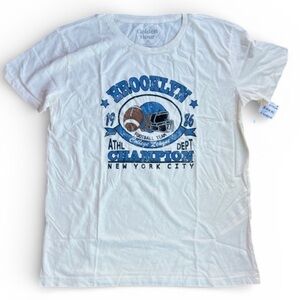 Golden Hour from Nordstrom Blue White NYC Brooklyn Graphic Tee::NWT::